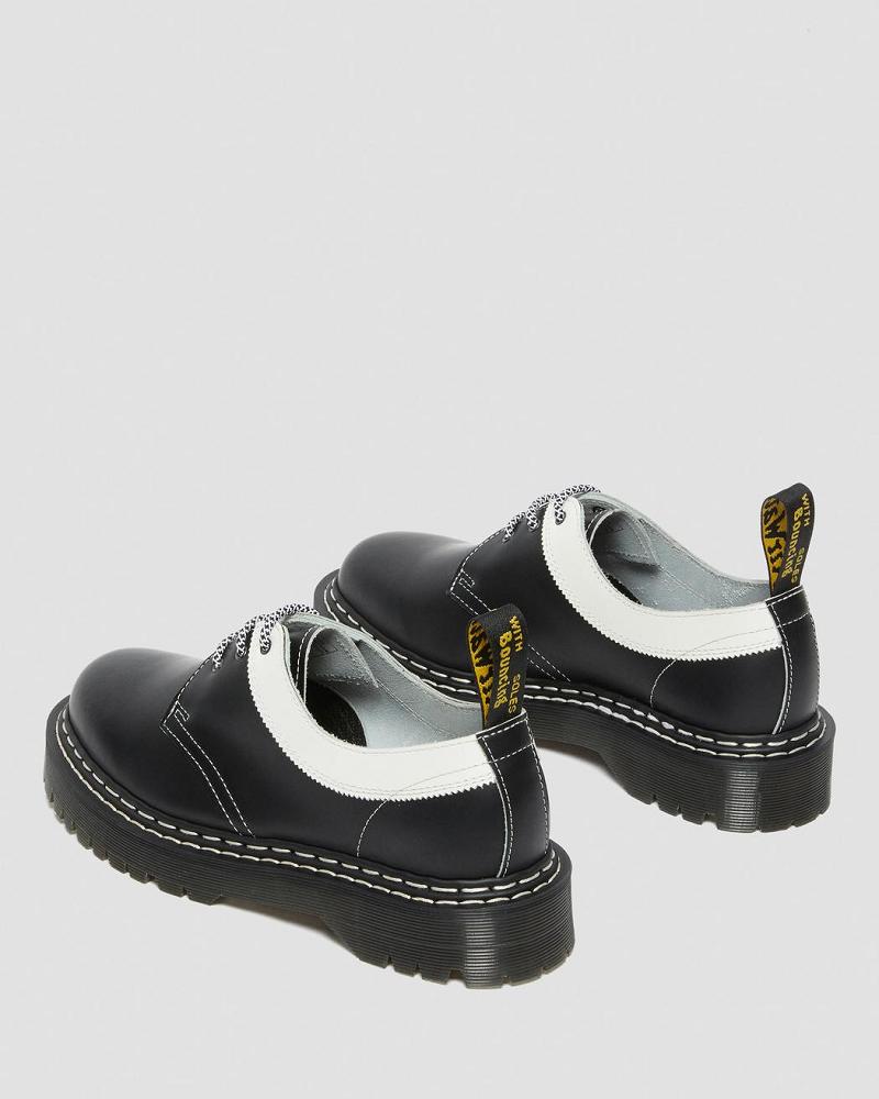 Women's Dr Martens 1461 Bex Smooth Contrast Leather Oxfords Shoes Black / White | AU 340AHK